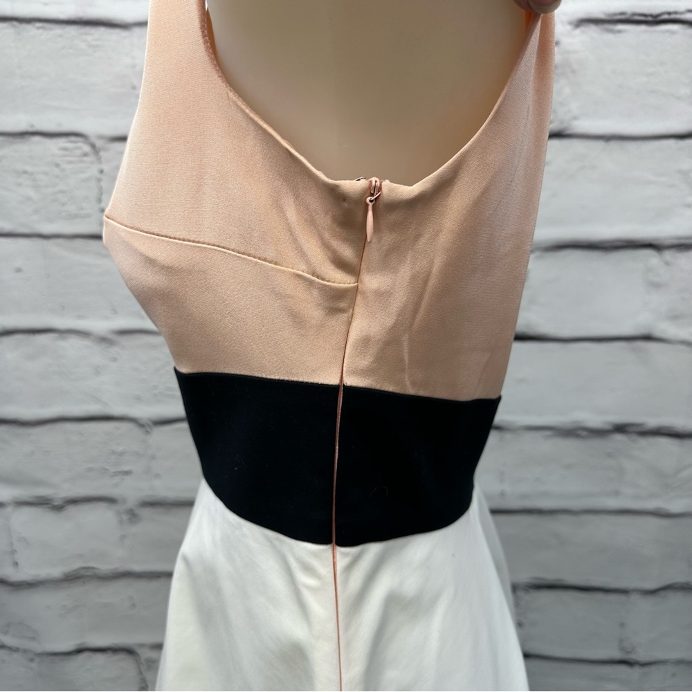 Abaete’ Dress Silk Colorblock Sleeveless Side Zip orange black Swing Sz 4 - Picture 7 of 10